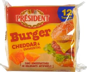 Сир Президент 200г чеддер емменталь для бургерів 40%