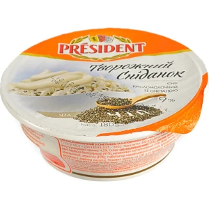 Сир к.м. Президент 180г 9% зі сметаною та чіа ст.