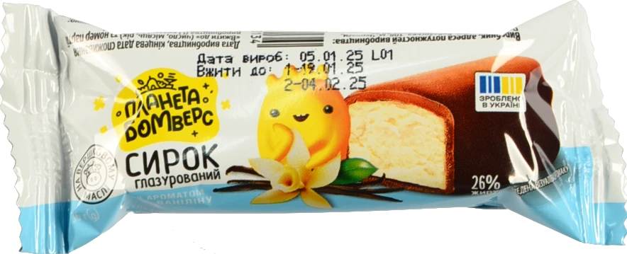 Сирок Планета Бомверс 36г 26% ваніль глазур