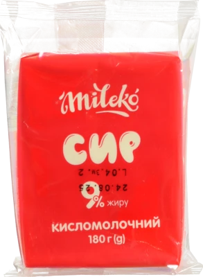 Сир к.м. Mileko 180г 9% еколин