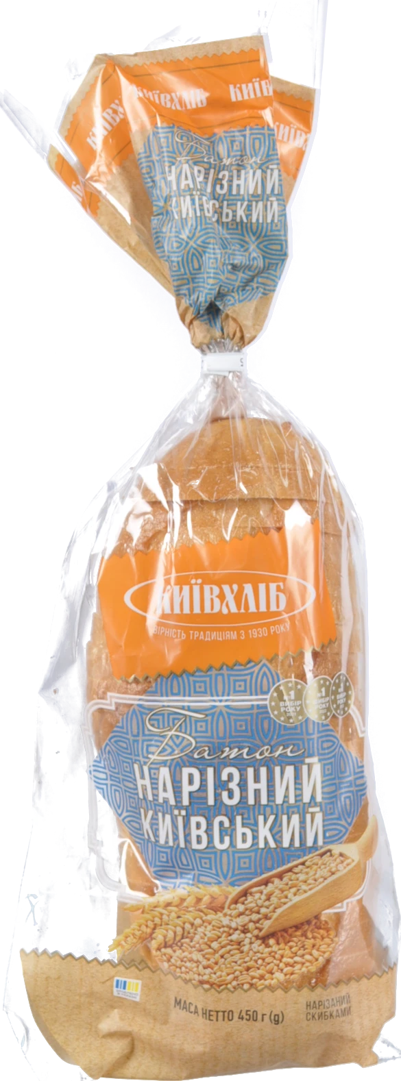 Батон «Київхліб» Київський нарізний, вищого ґатунку, 450 г