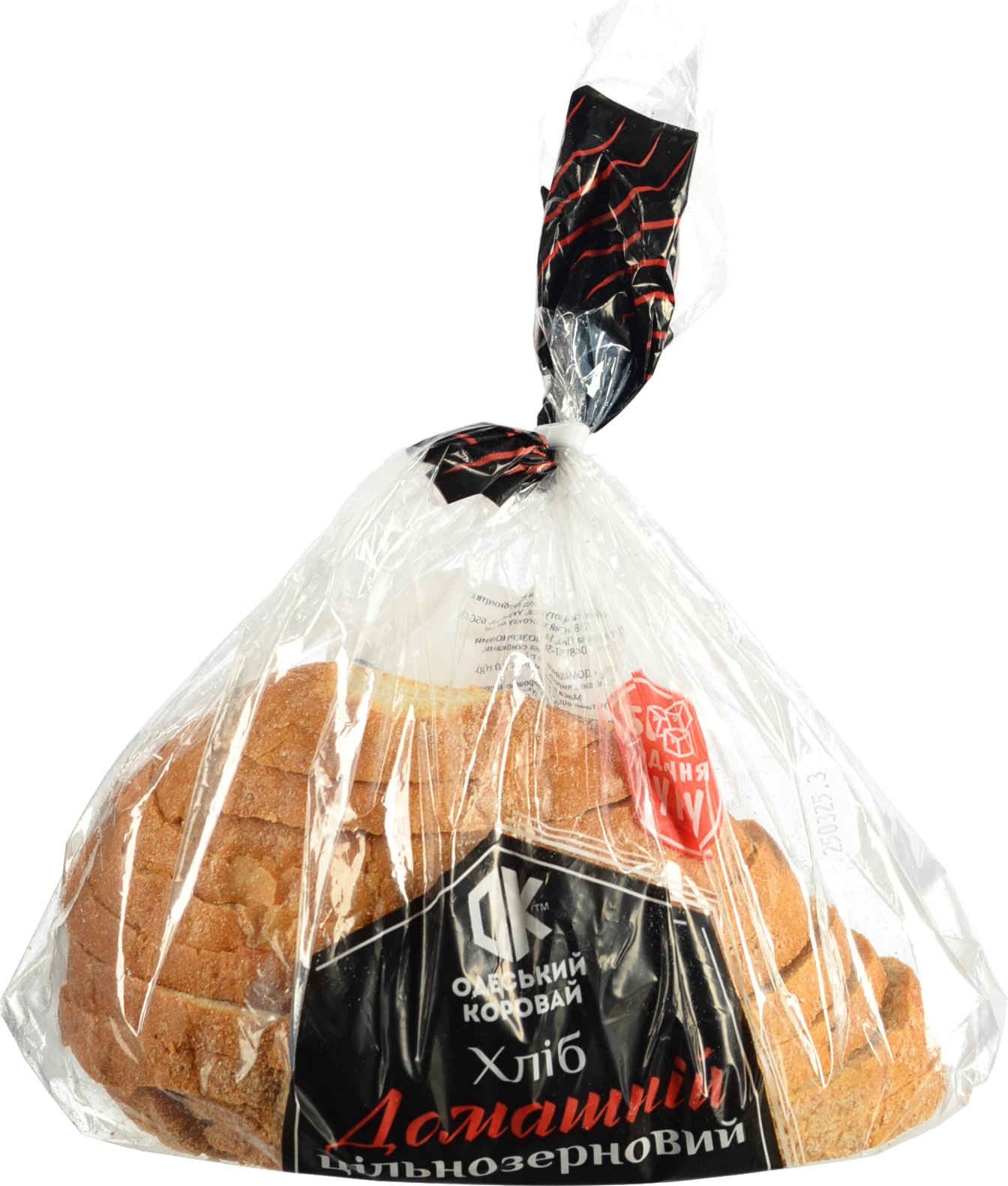 Хліб Домашній Одеський коровай цільнозерновий, половинка в нарізці, 350г