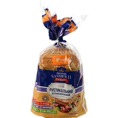 Хліб «Київхліб» «Рустикальний цільнозерновий» нарізний, 350 г