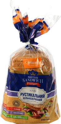 Хліб «Київхліб» «Рустикальний цільнозерновий» нарізний, 350 г