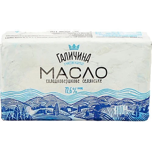 Масло 72.6% солодковершкове Селянське Галичина м/у 180г