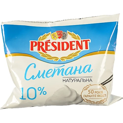 Сметана 10% President м/у 350г