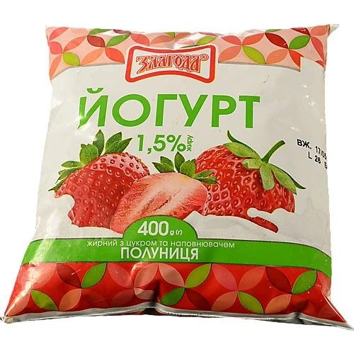 Йогурт 1.5% Полуниця Злагода м/у 400г