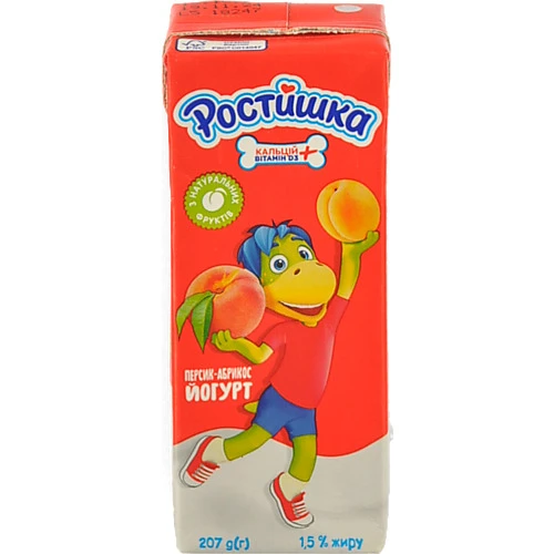 Йогурт 1.5% питний Персик-абрикос Ростишка т/п 207г