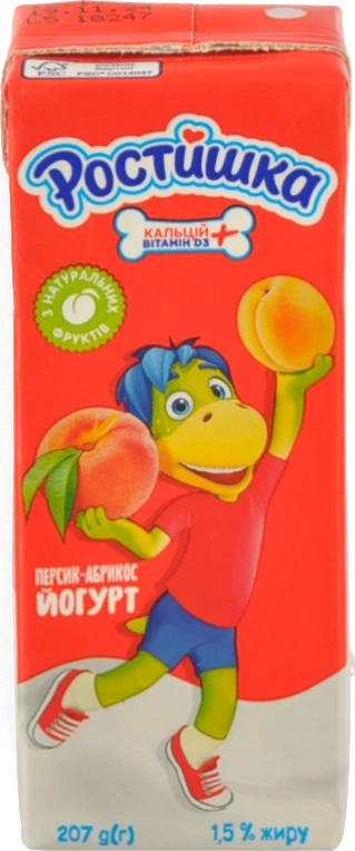 Йогурт 1.5% питний Персик-абрикос Ростишка т/п 207г