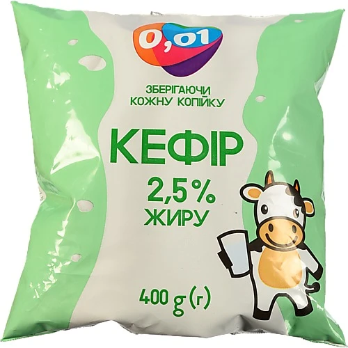 Кефір 2,5% жирності 400г