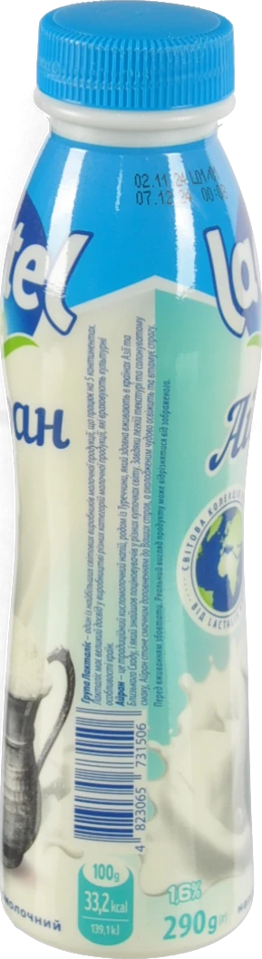 Напій кисломолочний 1.6% Айран Lactel п/пл 290г