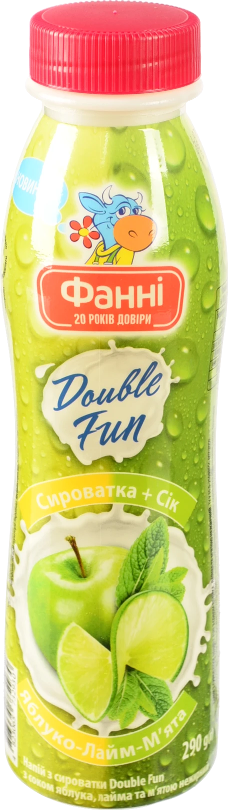 Напій з сироватки Фанні Double Fun Яблуко-лайм-м'ята 290г