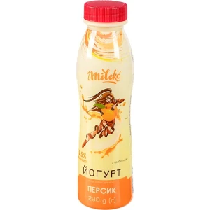 Йогурт Mileko 290г 1.5% персик з пробіотиком лактулози пл.