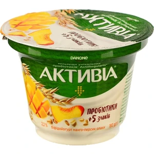 Активіа Біфідойогурт Манго-Персик-Злаки 2,2% 180г