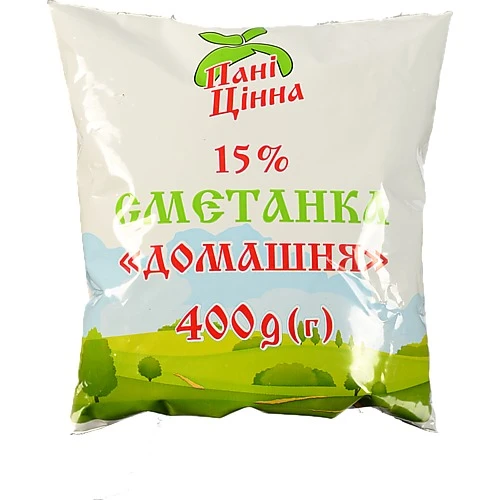Сметанка Пані Цінна 400г домашня 15% пл.