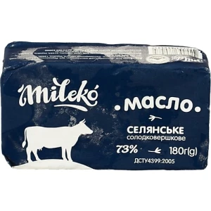 Масло Mileko 180г 73% селянське солодковершкове