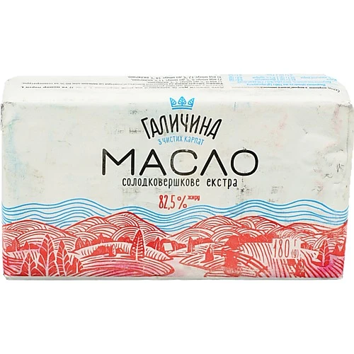 Масло 82.5% солодковершкове Екстра Галичина м/у 180г