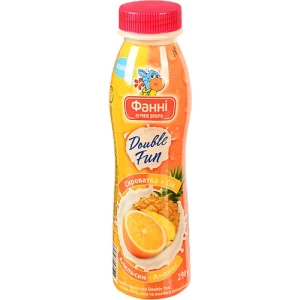 Напій з сироватки нежирний Апельсин-Ананас Double Fun Фанні 290г