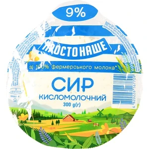 Сир кисломолочний 9% Простонаше в/у 300г
