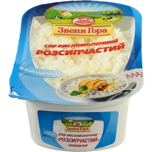 Сир кисломолочний нежирний «Звени Гора» «Розсипчастий» 330г 0% зернистий