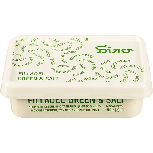 Крем-сир Біло Filladel Green&Salt 60% 180г