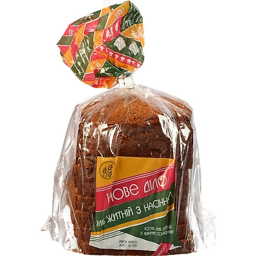 Хліб житній з насінням соняшника нарізний Нове діло м/у 400г
