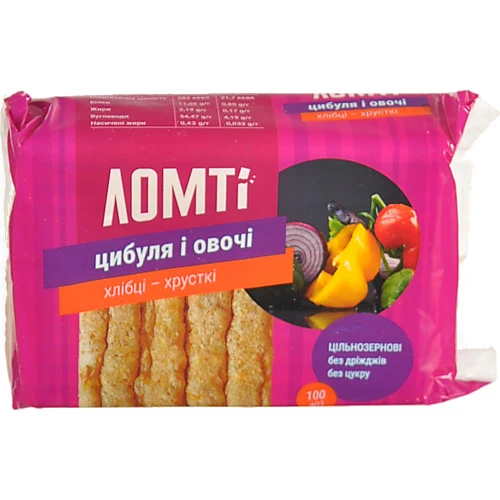 Хлібці Galleti 100г ломти цибуля і овочі хрусткі