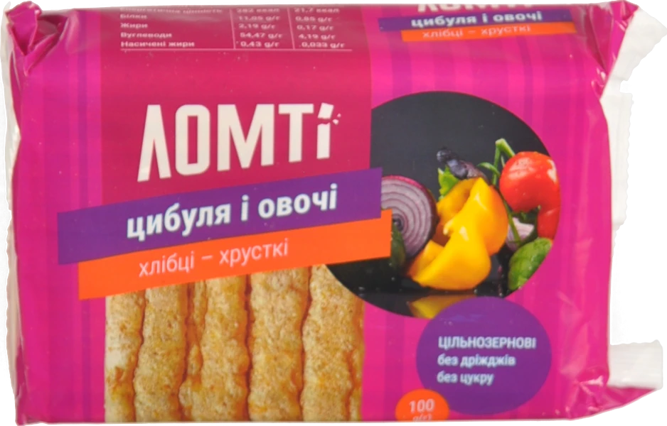 Хлібці Galleti 100г ломти цибуля і овочі хрусткі