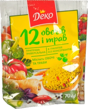 Приправа універсальна в гранулах 12 овочів і трав Деко м/у 70г