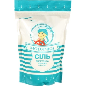 Сіль морська натуральна харчова йодована Морячка м/у 450г
