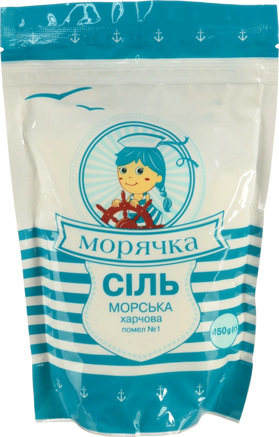 Сіль морська натуральна харчова йодована Морячка м/у 450г