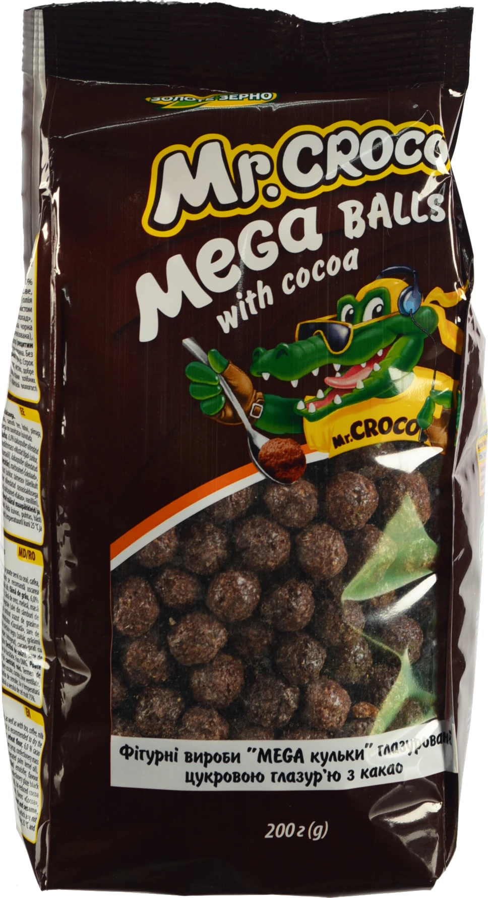 Сніданки сухі глазуровані цукровою глазур'ю з какао Mega Balls Mr. Croco м/у 200г