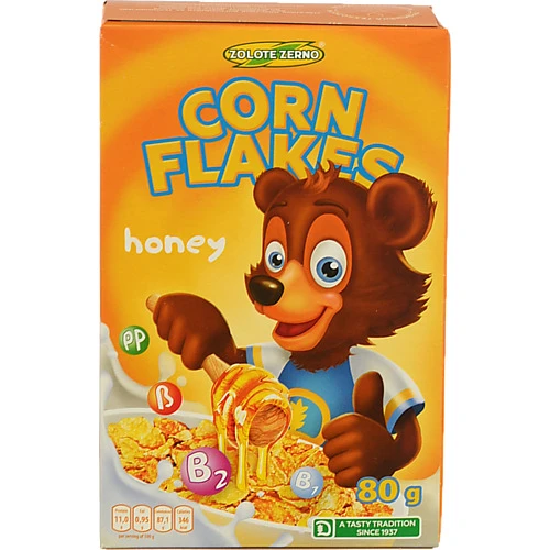 Пластівці кукурудзяні глазуровані з медом Золоте зерно к/у 80г
