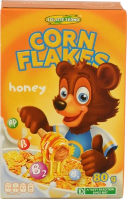 Пластівці кукурудзяні глазуровані з медом Золоте зерно к/у 80г