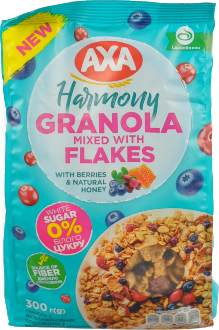 Гранола Harmony Axa з мультизерновими пластівцями, мінералами та ягодами 300г