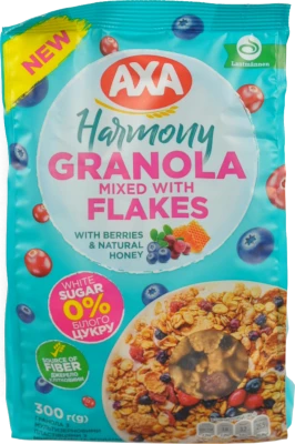 Гранола Harmony Axa з мультизерновими пластівцями, мінералами та ягодами 300г