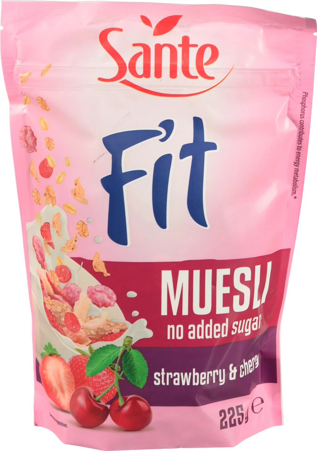 Пластівці Sante 225г Fit  полуниця малина і вишня