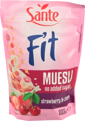 Пластівці Sante 225г Fit  полуниця малина і вишня