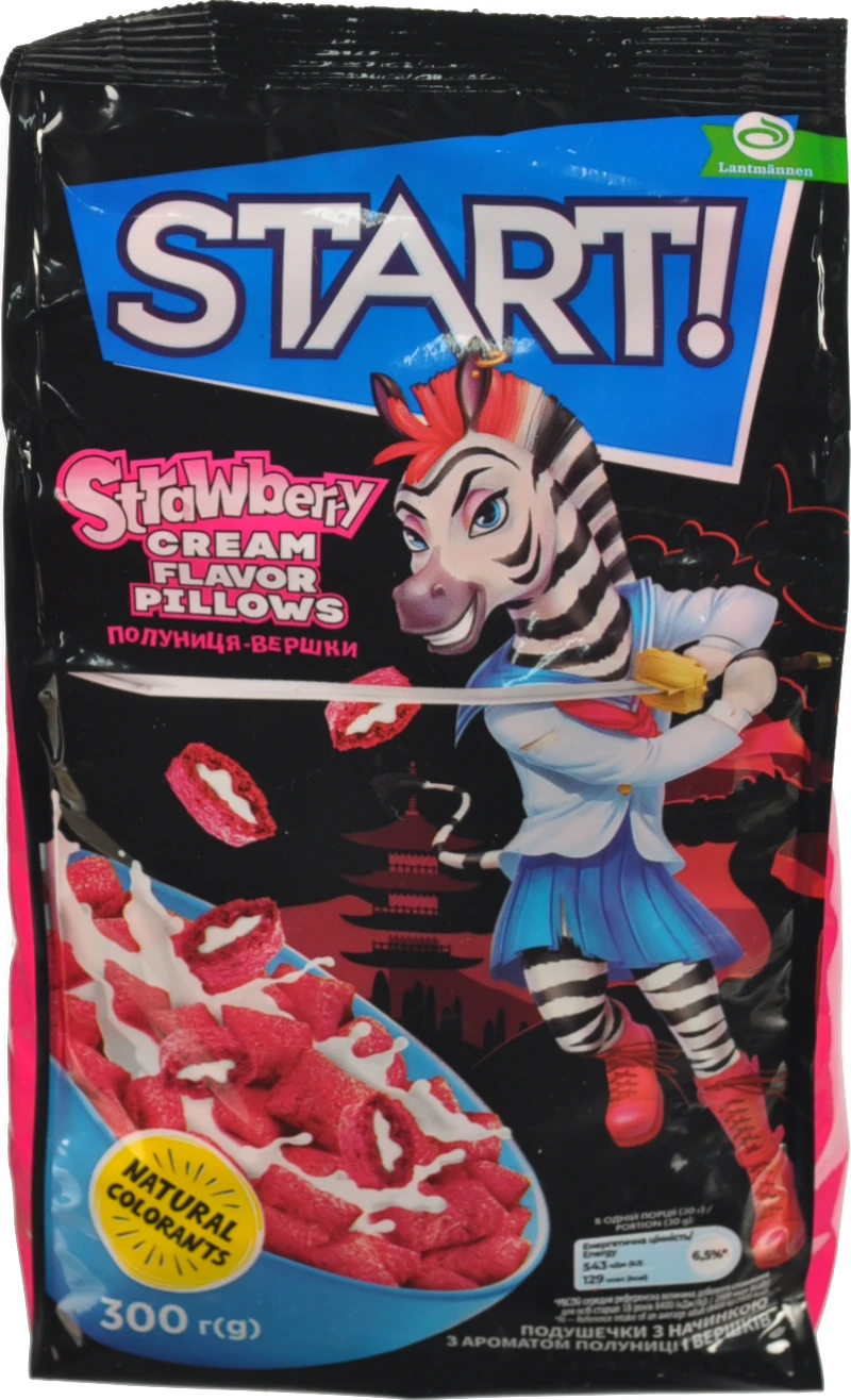 Подушечки з начинкою Полуниця-вершки Start! 300г