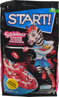 Подушечки з начинкою Полуниця-вершки Start! 300г