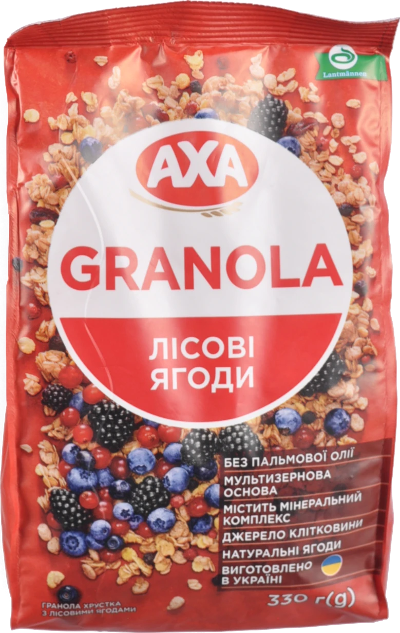 Гранола Аха 330г хрустка з лісовими ягодами