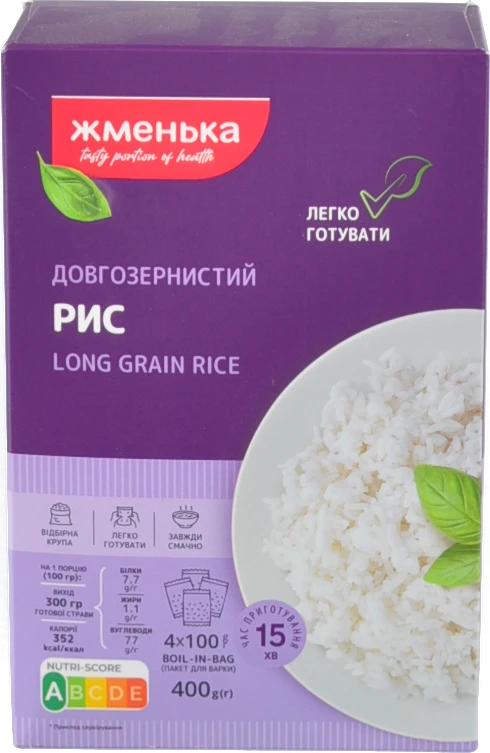 Рис шліфований довгозернистий Жменька к/у 4х100г
