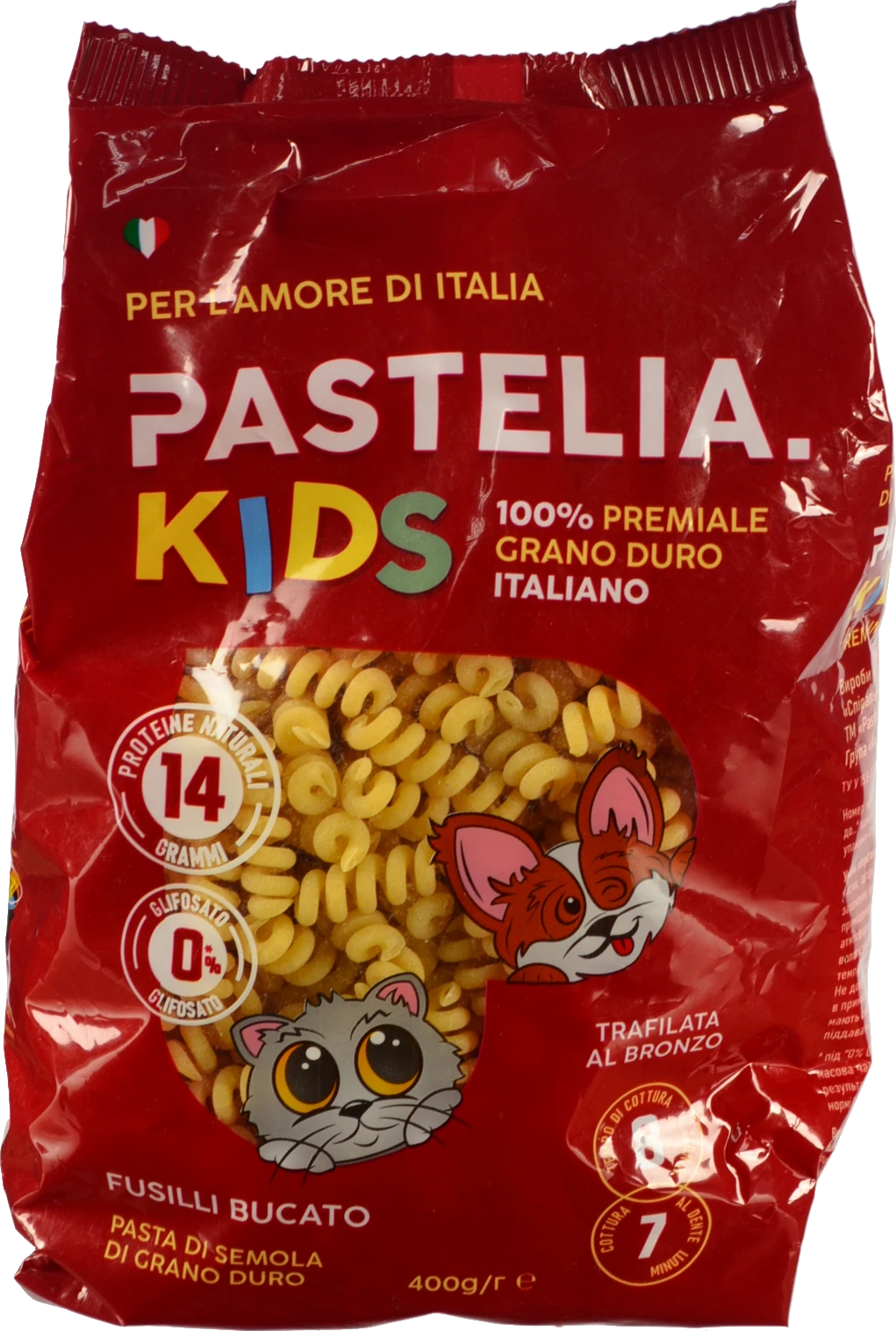 Макарони Pastelia Kids Fusilli Bucato 400г