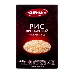 Рис шліфований пропарений довгозернистий Жменька к/у 4х100г