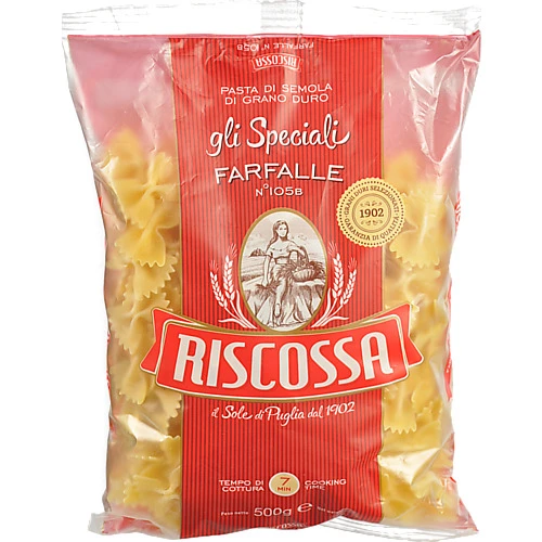 Паста Riscossa 500г фарфалі т.с пшениці