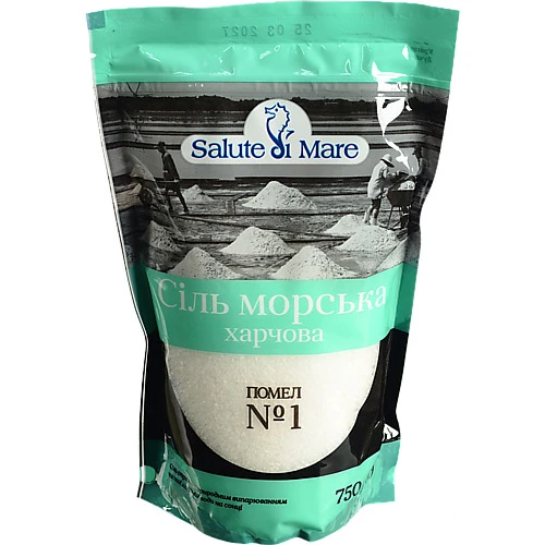 Сіль морська Salute di Mare 750г середній помел