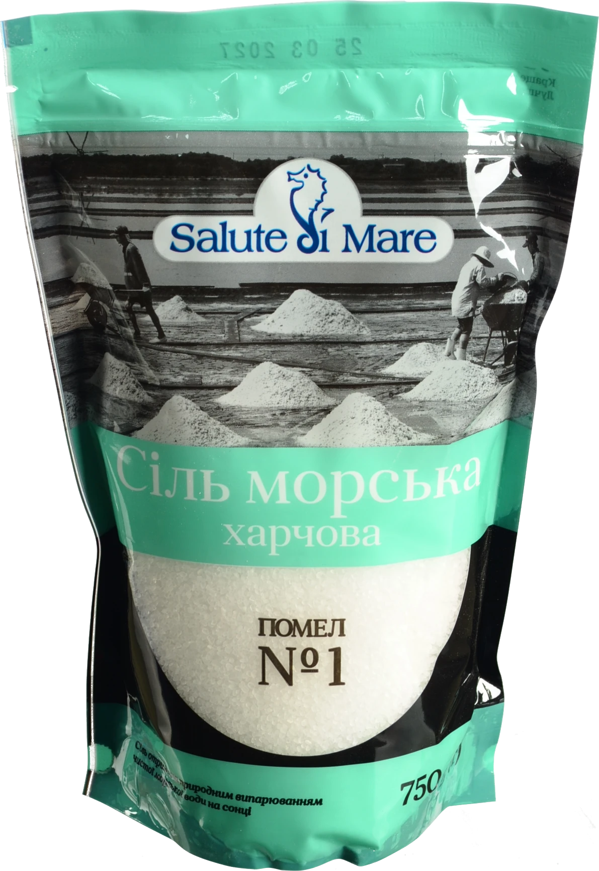 Сіль морська Salute di Mare 750г середній помел