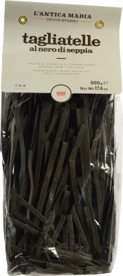 Паста Lantica Madia 500г з твердих сортів пшениці Tagliatelle з чорнилами каракатиці