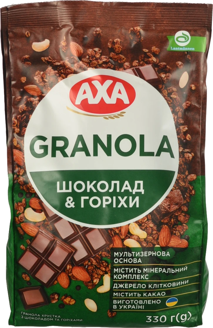 Гранола Аха 330г хрустка з шоколадом та горіхами