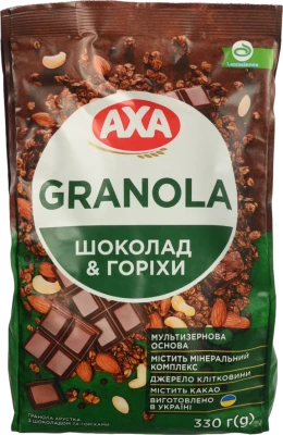 Гранола Аха 330г хрустка з шоколадом та горіхами